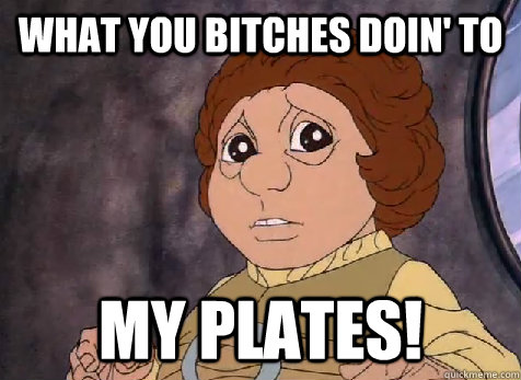 What you bitches doin' to My Plates!  