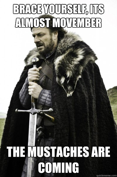 Brace yourself, its almost movember The mustaches are coming  Brace Steve