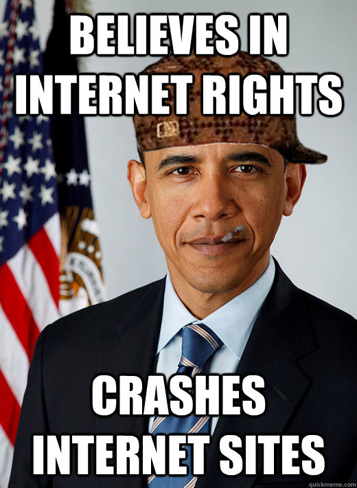 Believes in internet rights Crashes internet sites  