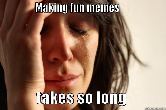               MAKING FUN MEMES                                 TAKES SO LONG             First World Problems