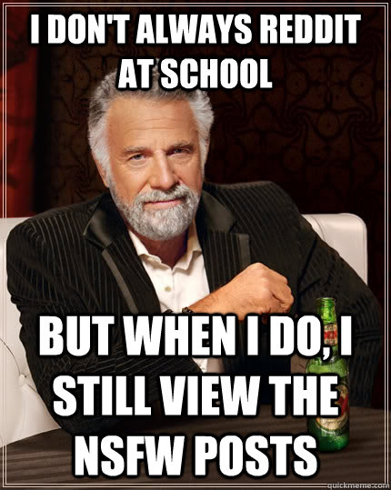 i don't always reddit at school but when i do, i still view the nsfw posts  The Most Interesting Man In The World