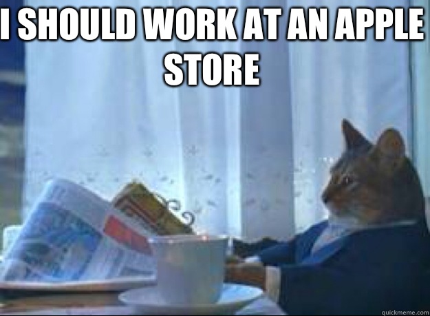 I should work at an apple store   I should buy a boat cat