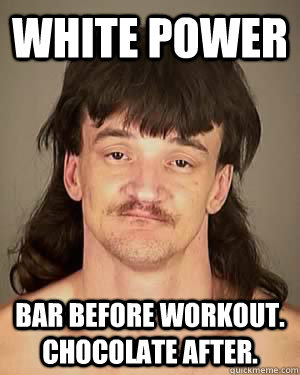 White Power Bar before workout. Chocolate after.  