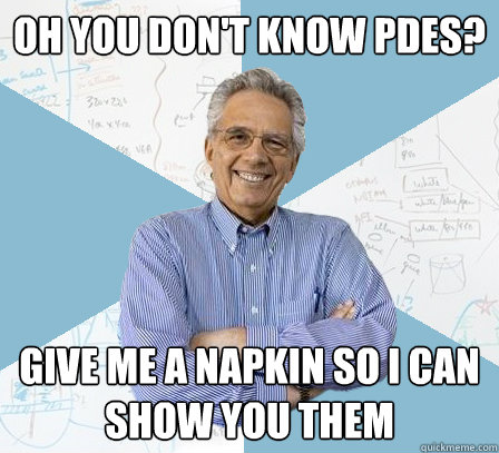 oh you don't know pdes? give me a napkin so i can show you them  EngineeringProfessor