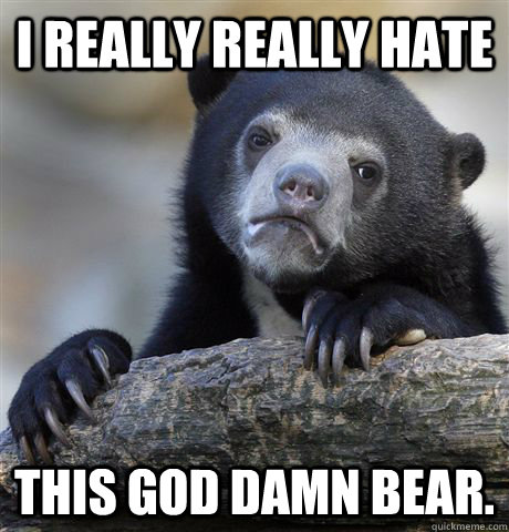 I really really Hate This god damn bear.  Confession Bear