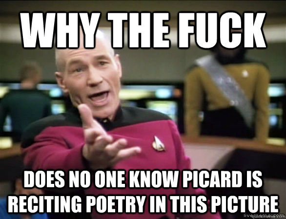 why the fuck does no one know picard is reciting poetry in this picture  Annoyed Picard HD