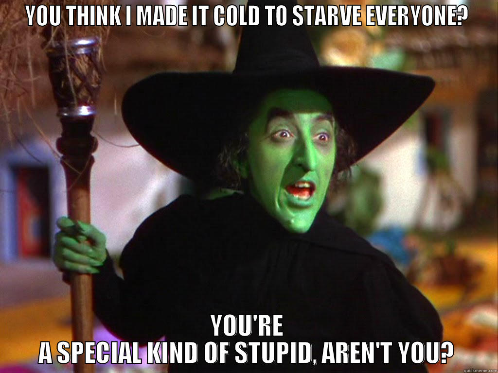 YOU THINK I MADE IT COLD TO STARVE EVERYONE? YOU'RE A SPECIAL KIND OF STUPID, AREN'T YOU? Misc