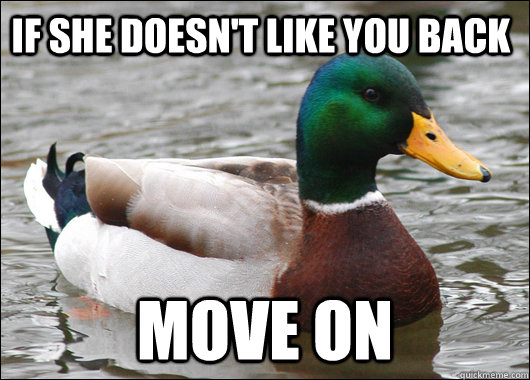 If she doesn't like you back move on  Actual Advice Mallard