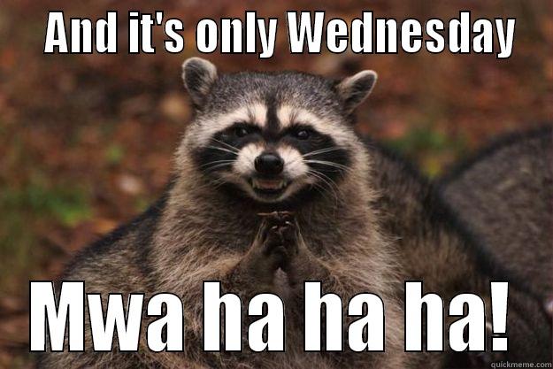   AND IT'S ONLY WEDNESDAY MWA HA HA HA! Evil Plotting Raccoon