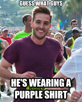 Guess what guys He's wearing a purple shirt  Ridiculously photogenic guy