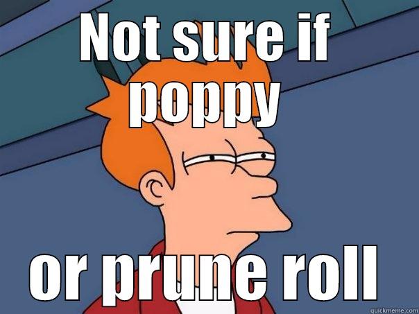 NOT SURE IF POPPY OR PRUNE ROLL Futurama Fry