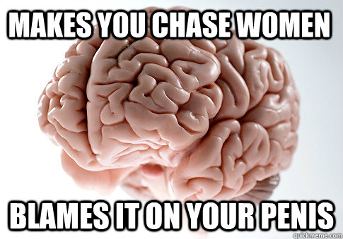 MAKES YOU CHASE WOMEN BLAMES IT ON YOUR PENIS  Scumbag Brain