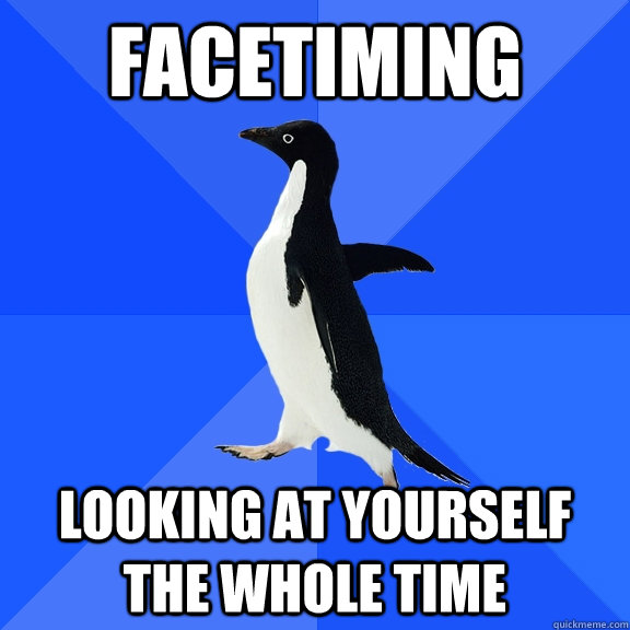 FACETIMING LOOKING AT YOURSELF THE WHOLE TIME  Socially Awkward Penguin