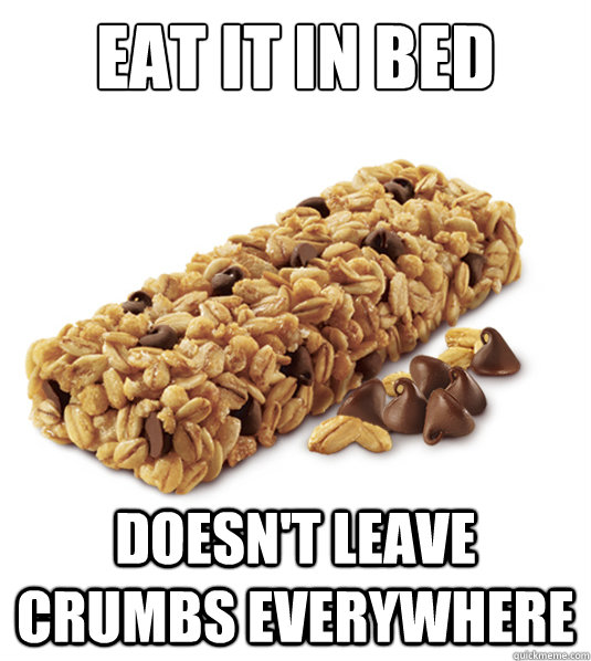 eat it in bed doesn't leave crumbs everywhere - eat it in bed doesn't leave crumbs everywhere  Good Guy Chewy Granola Bar