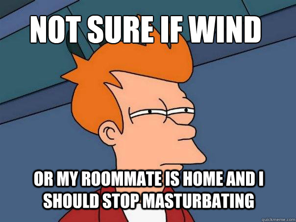 not sure if wind or my roommate is home and I should stop masturbating  Futurama Fry