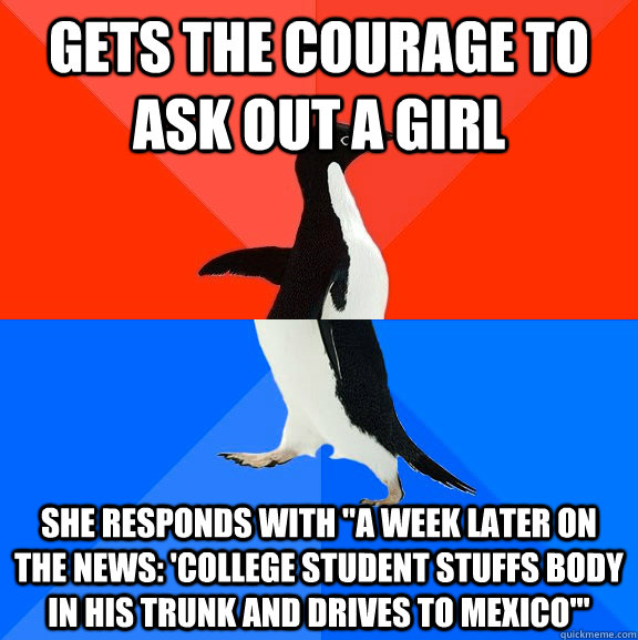 Gets the courage to ask out a girl She responds with 