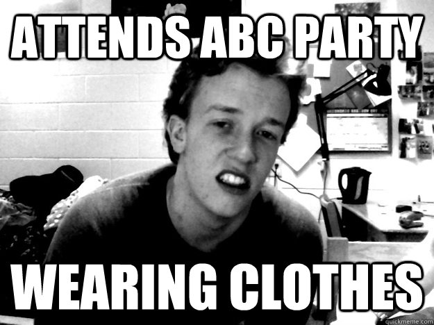 attends abc party wearing clothes  