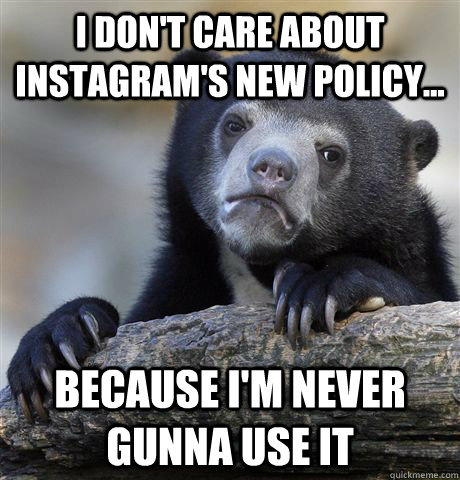 I don't care about Instagram's new policy... because i'm never gunna use it  Confession Bear