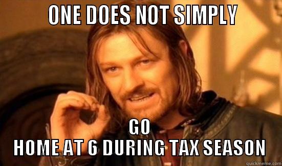          ONE DOES NOT SIMPLY        GO HOME AT 6 DURING TAX SEASON Boromir
