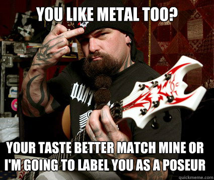 YOU LIKE METAL TOO? YOUR TASTE BETTER MATCH MINE OR I'M GOING TO LABEL YOU AS A POSEUR  Scumbag Metalhead