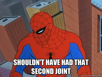  shouldn't have had that second joint -  shouldn't have had that second joint  Second-Thought Spiderman
