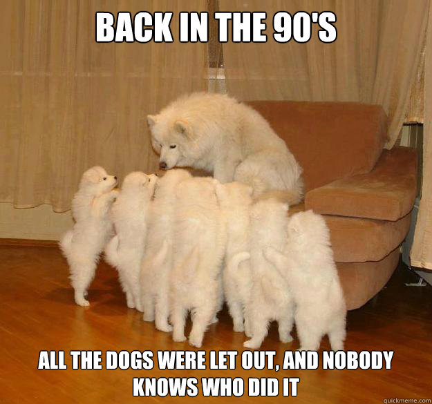 Back in the 90's All the dogs were let out, and nobody knows who did it - Back in the 90's All the dogs were let out, and nobody knows who did it  Misc