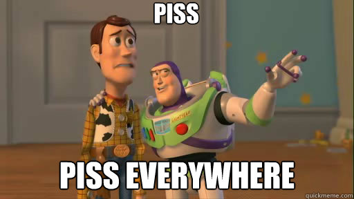 Piss piss everywhere  Everywhere