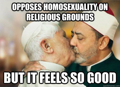 Opposes homosexuality on religious grounds But it feels so good  