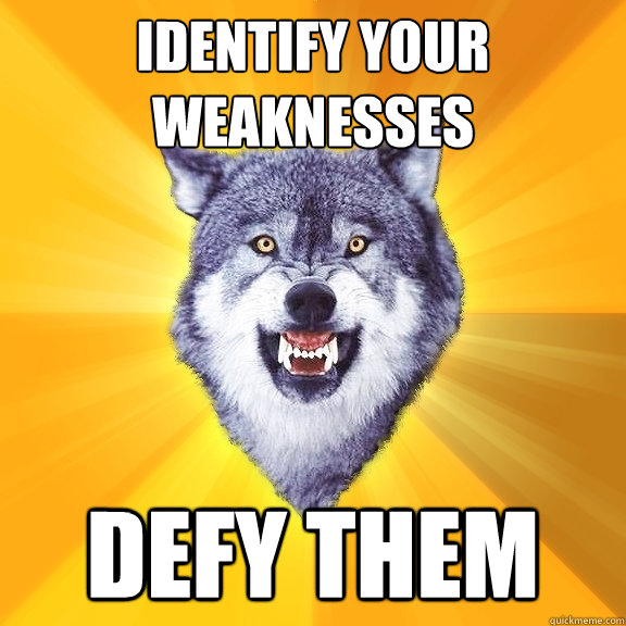 identify your weaknesses defy them  Courage Wolf