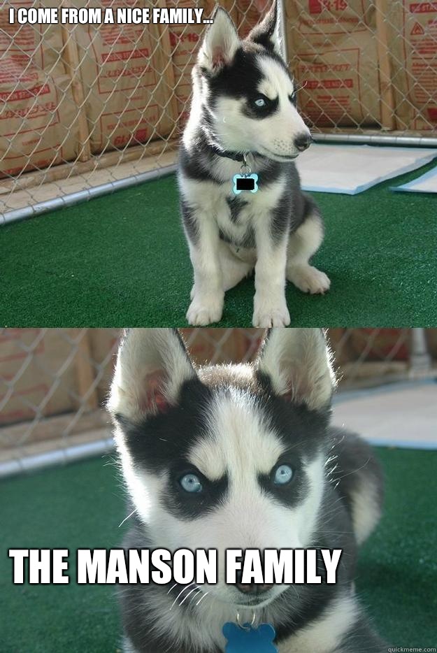 I come from a nice family... The Manson Family  Insanity puppy