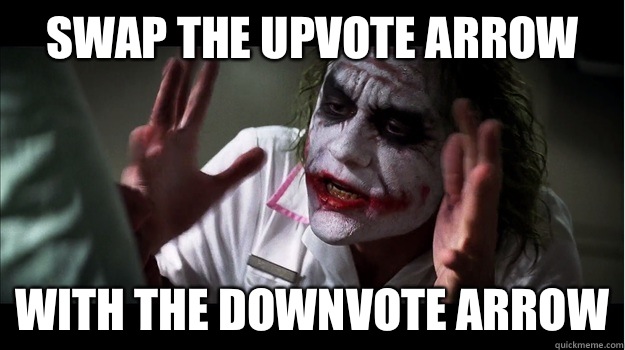 Swap the upvote arrow With the downvote arrow  Joker Mind Loss
