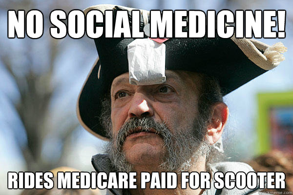 No Social Medicine! Rides Medicare paid for scooter  Tea Party Ted