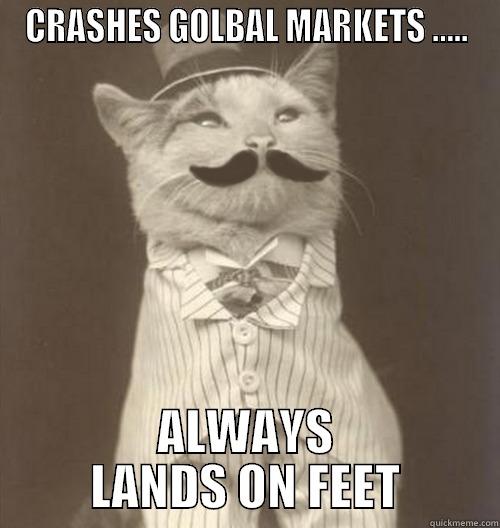 Banker Cat - CRASHES GOLBAL MARKETS ..... ALWAYS LANDS ON FEET Original Business Cat