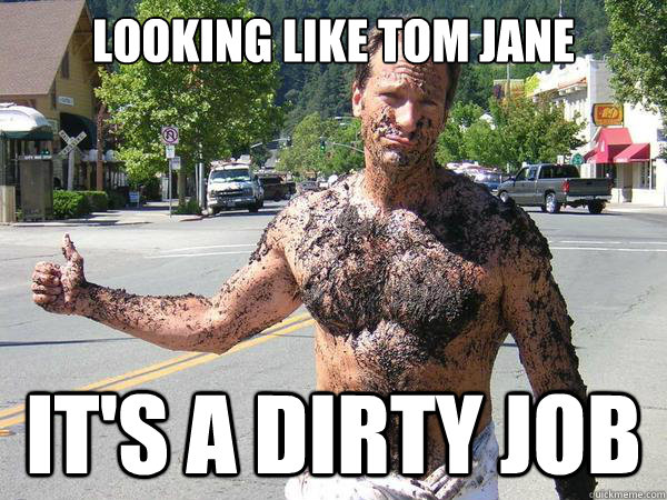 looking like tom jane it's a dirty job  