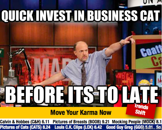 quick invest in business cat before its to late  Mad Karma with Jim Cramer