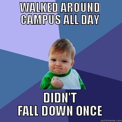 WALKED AROUND CAMPUS ALL DAY DIDN'T FALL DOWN ONCE Success Kid