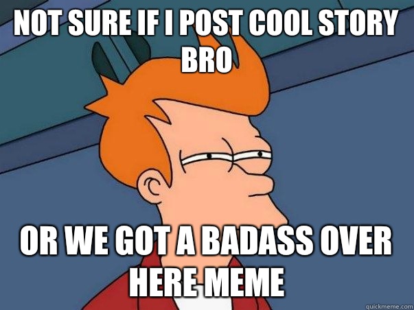 Not sure if I post Cool Story Bro  or We got a badass over here meme  Not sure Fry