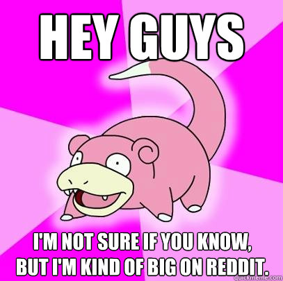 Hey guys I'm not sure if you know,
but I'm kind of big on Reddit.  Slowpoke