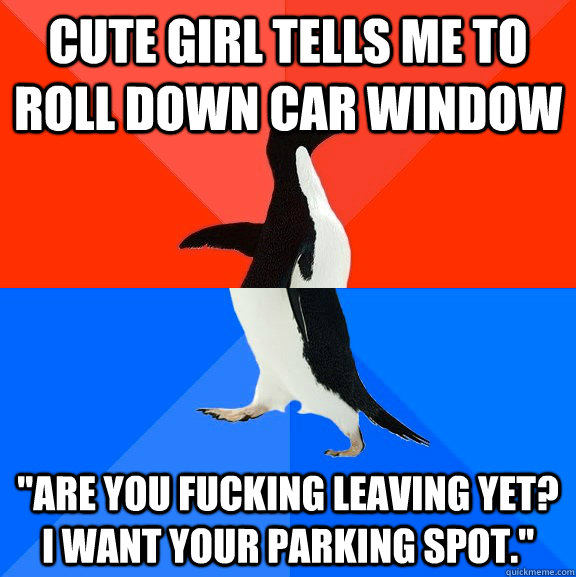 Cute girl tells me to roll down car window 