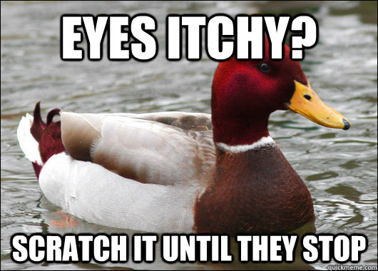 Eyes itchy? Scratch it until they stop  Malicious Advice Mallard