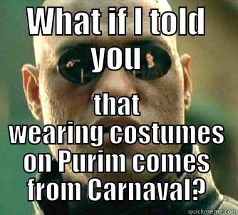 WHAT IF I TOLD YOU THAT WEARING COSTUMES ON PURIM COMES FROM CARNAVAL? Matrix Morpheus