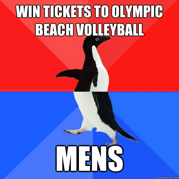 Win Tickets to Olympic Beach Volleyball Mens  Socially Awksome Penguin