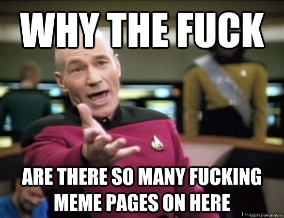 why the fuck are there so many fucking meme pages on here  Annoyed Picard HD