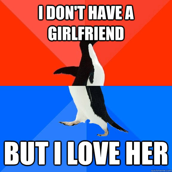 I Don't have a girlfriend But I love her  Socially Awesome Awkward Penguin