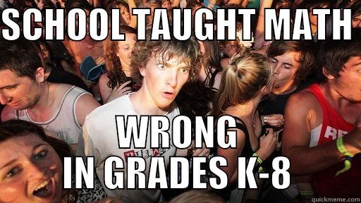 SCHOOL TAUGHT MATH  WRONG IN GRADES K-8 Sudden Clarity Clarence