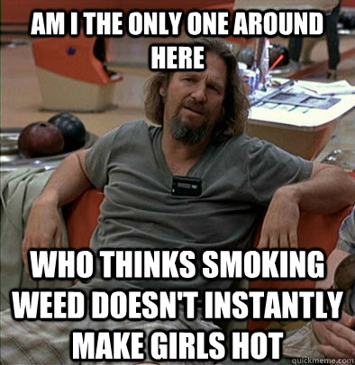Am I the only one around here who thinks smoking weed doesn't instantly make girls hot  The Dude