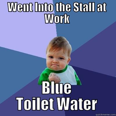 WENT INTO THE STALL AT WORK BLUE TOILET WATER Success Kid