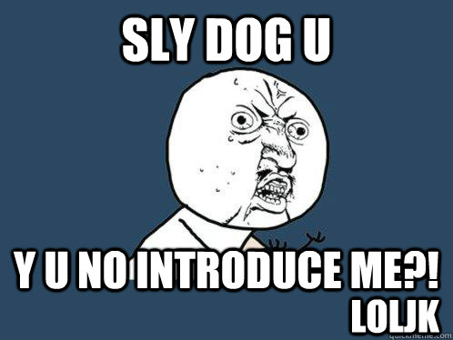 sly dog u y u no introduce me?! loljk  Y U No