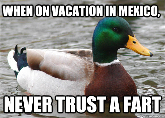 when on vacation in mexico, never trust a fart  Actual Advice Mallard
