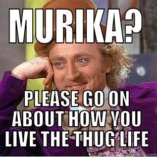 MURIKA? PLEASE GO ON ABOUT HOW YOU LIVE THE THUG LIFE Condescending Wonka